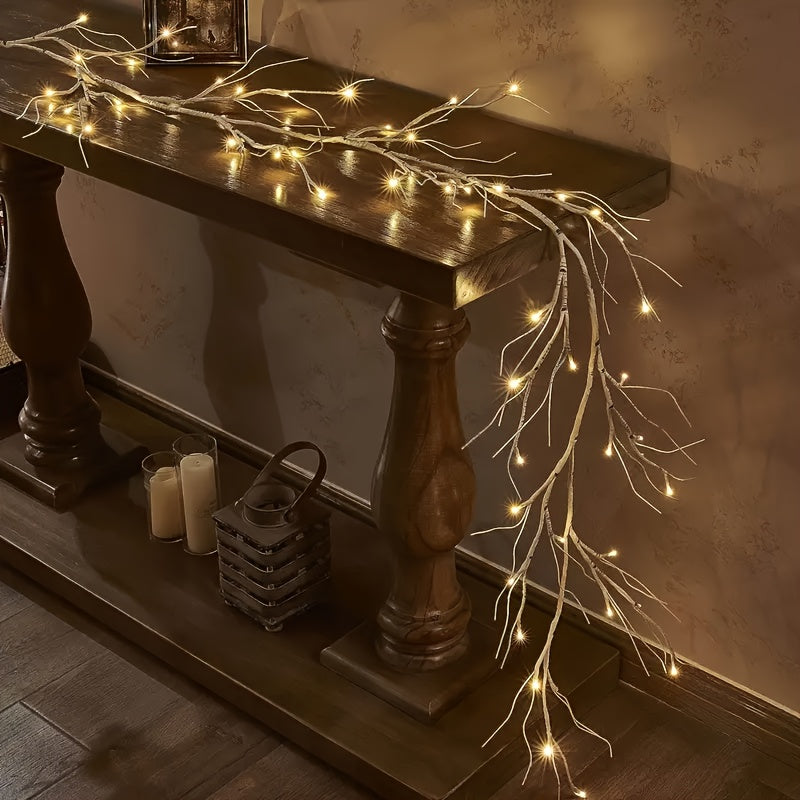 [Fairy Lights, Willow Light] 48 LED Willow Light Faux Branch Vine Lights | 6ft Battery Operated with Timer, Fairy Lights for Christmas Fireplace Mantel Table Decor Indoor Outdoor Use Room Decor