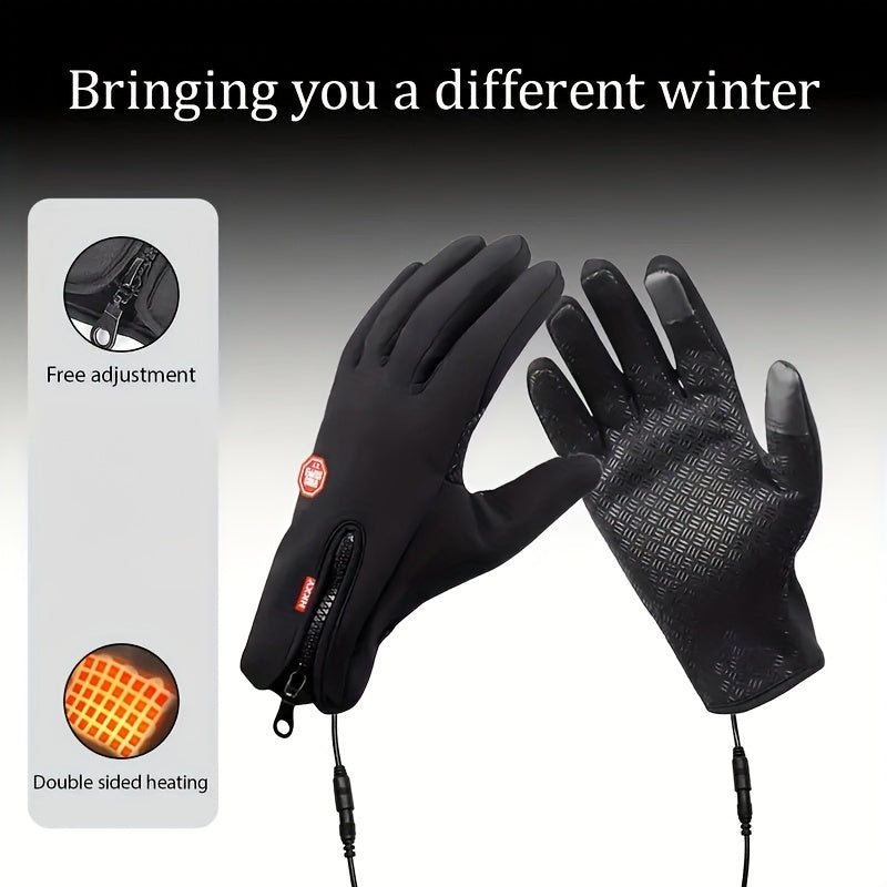 USB Heated Gloves, Heating The Back Of The Hand Has A Constant Temperature Function 5 Touchscreen-compatible, Hand Washable, Made Of Fabric, For Winter Warmth, Outdoor Cycling Gloves For Both Men And Women
