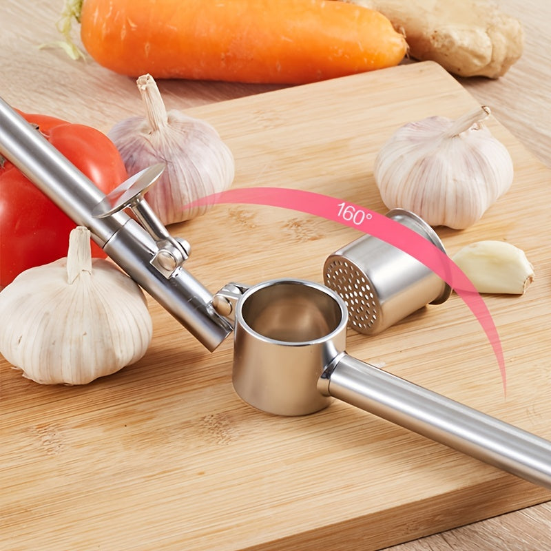 1pc Heavy-Duty Manual Garlic Press & Ginger Squeezer - Heavy-Duty Aluminum Construction, Ergonomic Handle, No Electricity Needed - for Home, Kitchen, Ginger Preparation, Sturdy Build, Compact Design, Restaurant Use - Easy-Cle