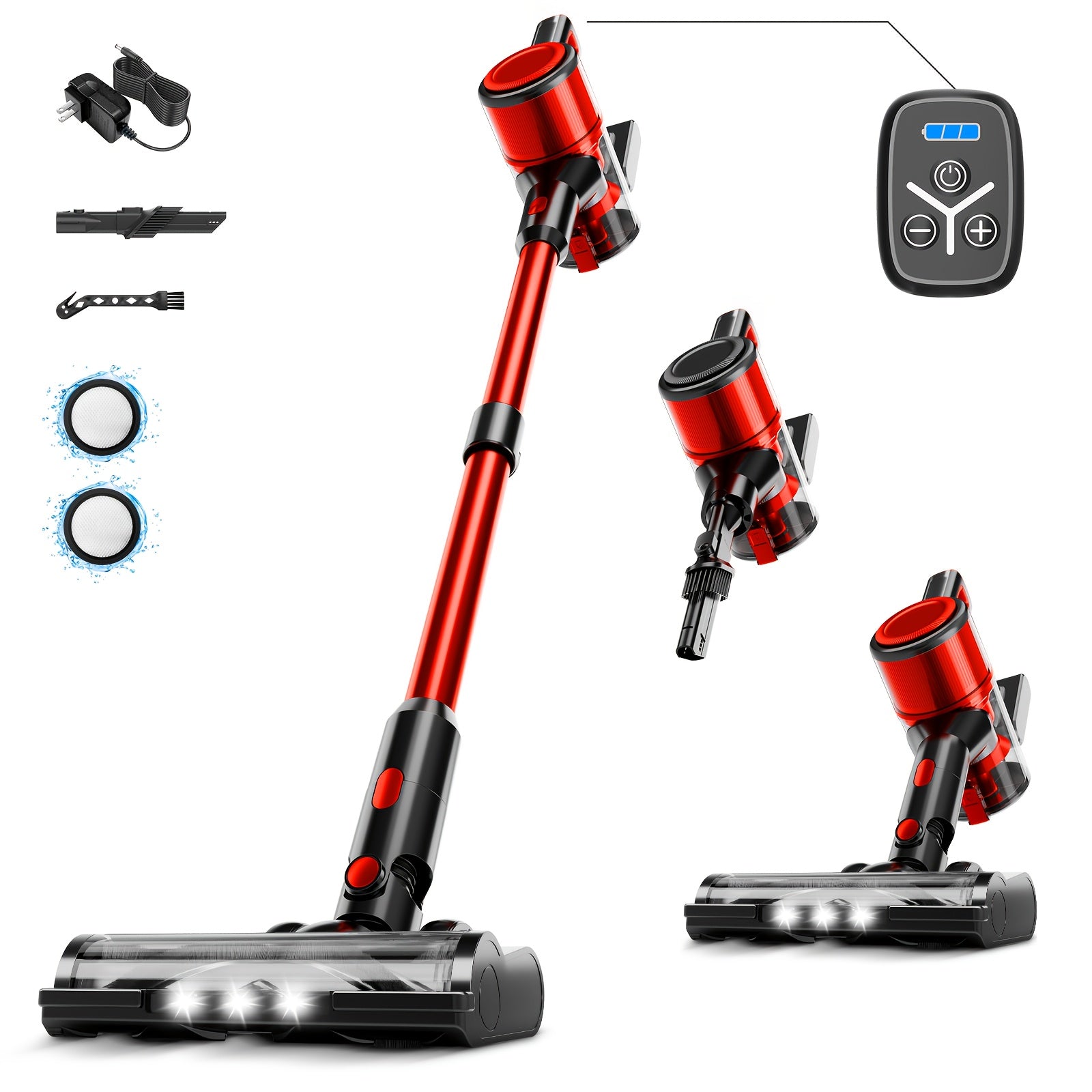 Cordless Vacuum Cleaner, MAX 70Kpa Powerful Stick Vacuum with 45min Runtime, Anti-Tangle Vacuum Cleaners for Home, 50.72oz Dust Cup, Rechargeable wired/Wireless Vacuum for Hardwood Floor Carpet Pet Hair, Cordless Vacuum Clean