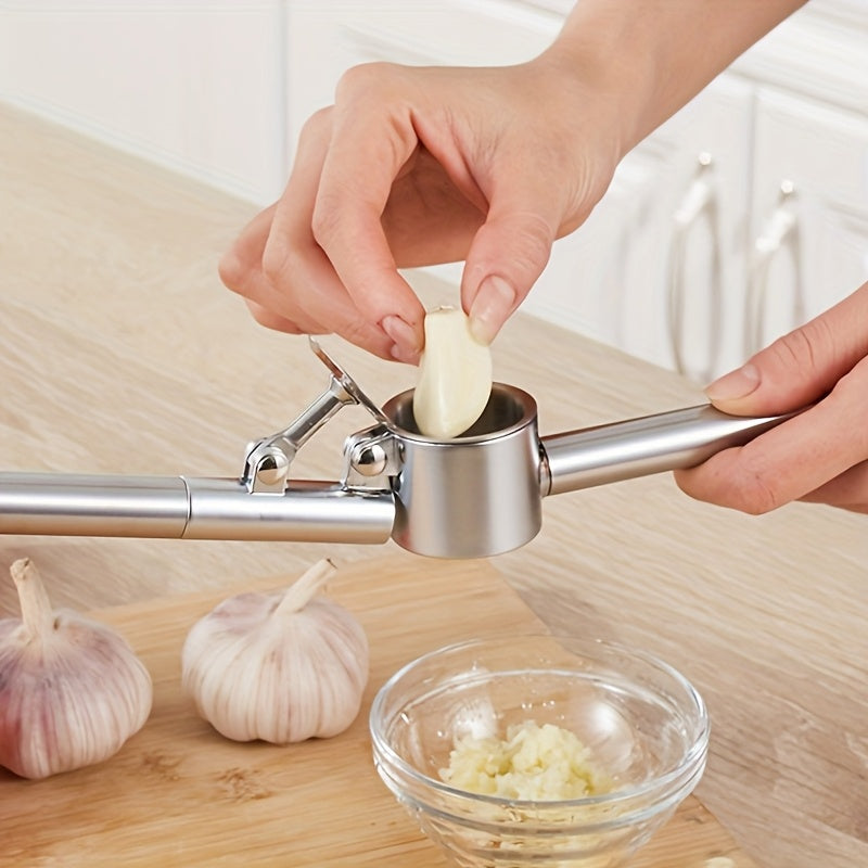 1pc Heavy-Duty Manual Garlic Press & Ginger Squeezer - Heavy-Duty Aluminum Construction, Ergonomic Handle, No Electricity Needed - for Home, Kitchen, Ginger Preparation, Sturdy Build, Compact Design, Restaurant Use - Easy-Cle