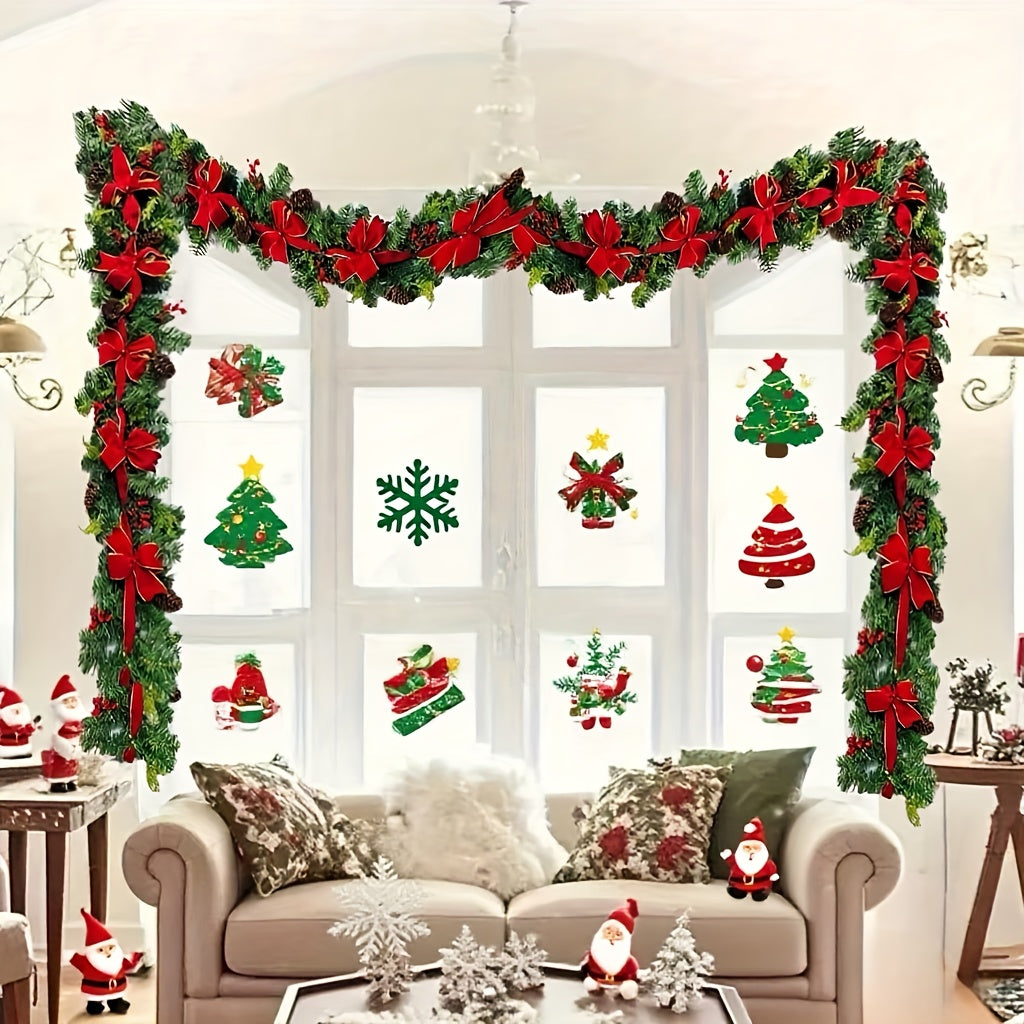 1pc 59" Luxurious Pine Cones Christmas Garland with Red Bow - Perfect for Indoor/Outdoor Holiday Decor, Fireplace Mantle & Home Accents