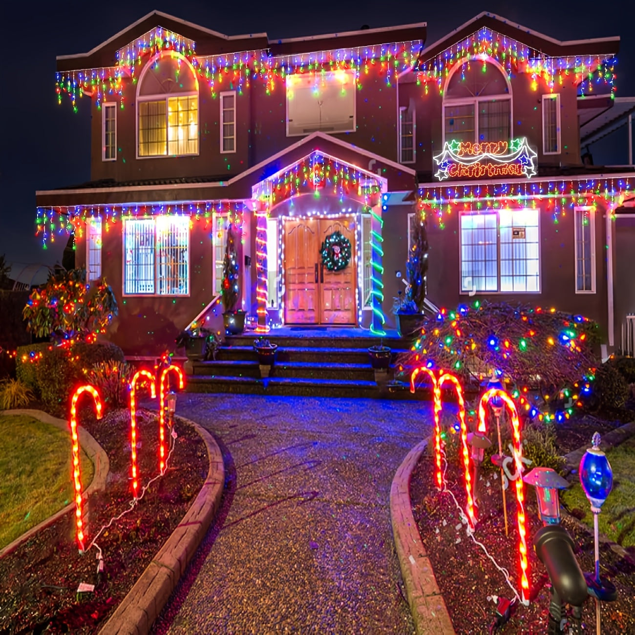 [LED Icicle Lights] Christmas Icicle Lights, 101/191 LED Fairy Lights, LED Ice Bar Light Suitable for Bedroom, Courtyard, Living room, Garden, Wedding, Party Favors, Birthday Party, Christmas, Thanksgiving, Halloween Decorati