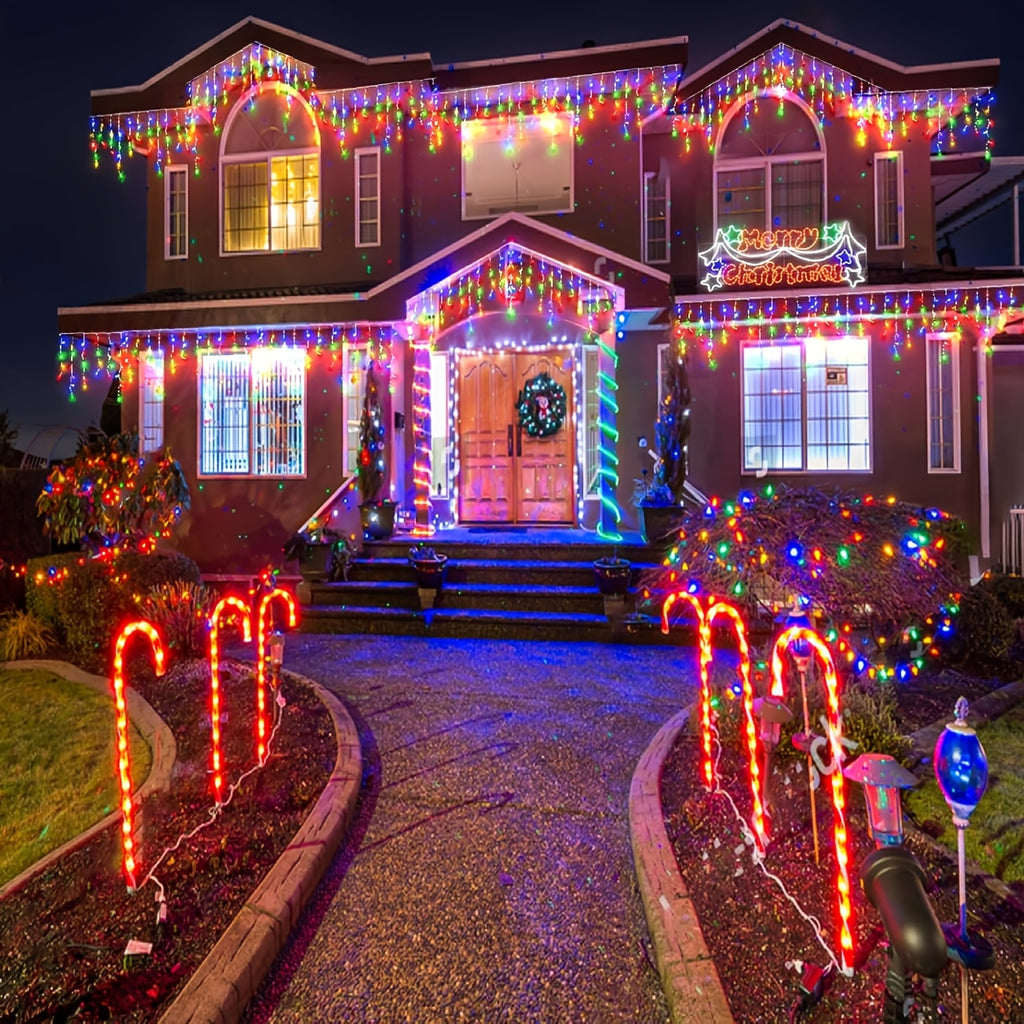 [LED Icicle Lights] Christmas Icicle Lights, 101/191 LED Fairy Lights, LED Ice Bar Light Suitable for Bedroom, Courtyard, Living room, Garden, Wedding, Party Favors, Birthday Party, Christmas, Thanksgiving, Halloween Decorati