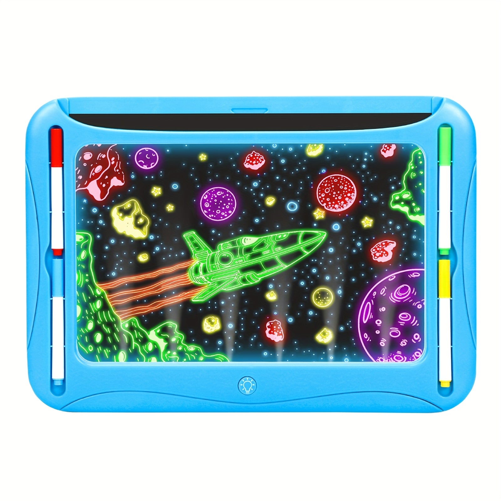 LED Light-Up Drawing Writing Doodle Board, Learning Travel Toy with 9 Double-Sided Cards, 6 Markers, Art Set, Suitable for Birthday Gifts And Christmas Gifts for Girls And Boys Aged 3-8.