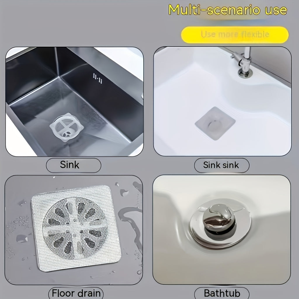 30pcs Shower Drain Hair Catcher Stickers - Adhesive Bath, Sink, Tub Drain Covers - No Tools Needed, Easy Application - Clog Prevention, Bathroom Cleaning - Compatible with Shower, Bathtub, Floor Drain - (30 Count), Flexible M