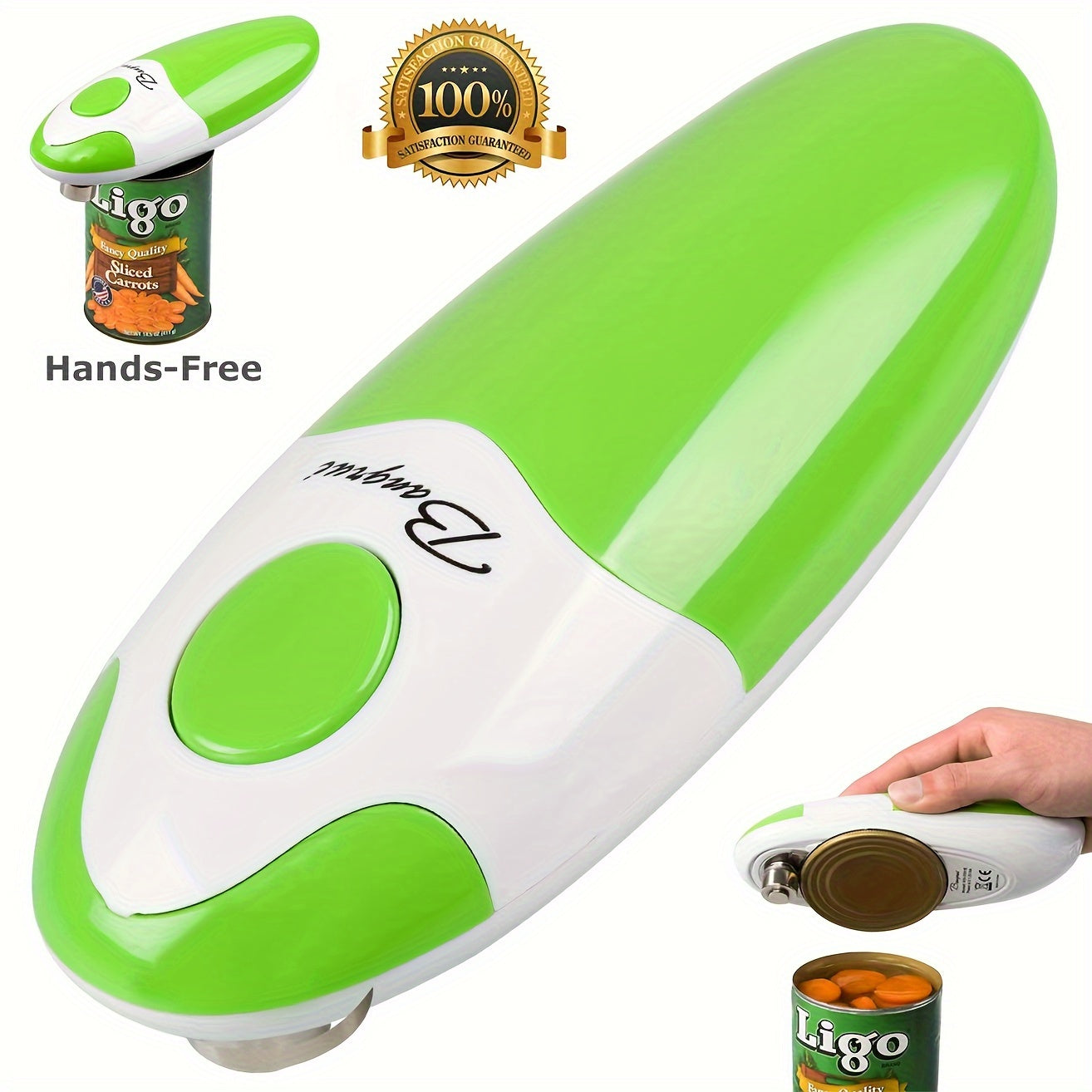 Bangrui Electric Can Opener - Hands-Free, Battery-Operated with Smooth Edge, Red & White Design, Ideal for Seniors with Arthritis, Easy-Grip Kitchen Gadget, Modern Kitchenware | Durable Plastic Body