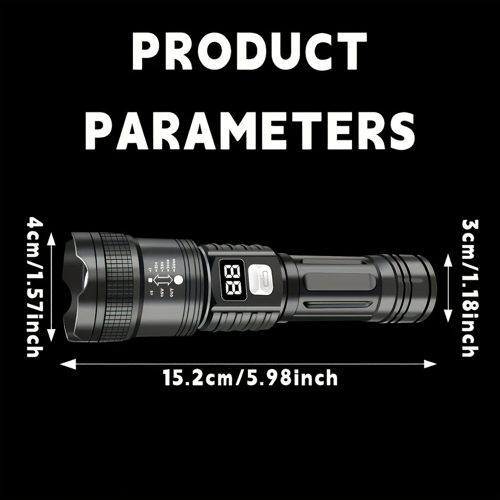4pcs Rechargeable High-Power LED Flashlights with Zoomable Spotlight, USB Cable, Super Bright, Long Range, Tactical Work Light for Camping, Hunting, Hiking, Emergency