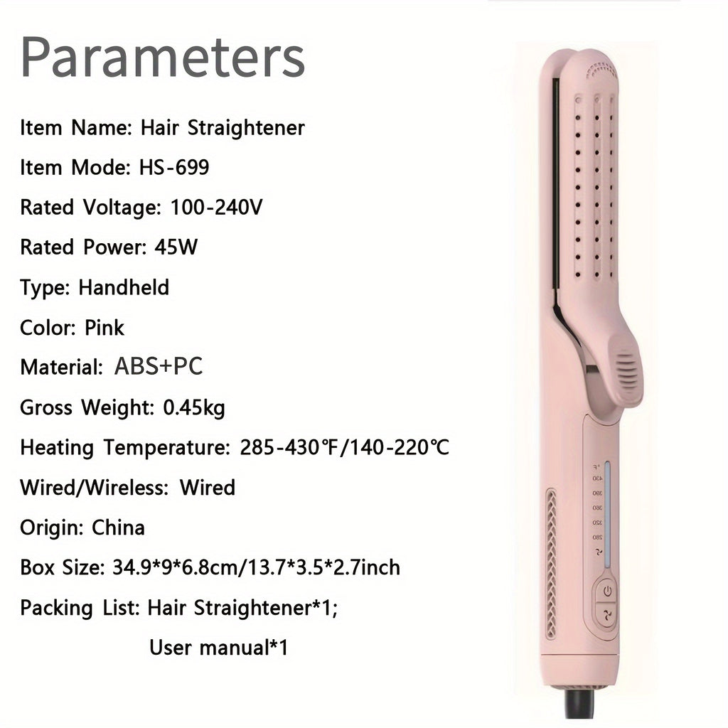 2-in-1 Airflow Curling Iron For Lasting Curls - 360° Airflow Styler Ceramic Flat Iron Hair Straightener And Curler, Anti-Scald Curling Wand, 360° Cool Air, 5 Temps Adjustable For Long Short Hair