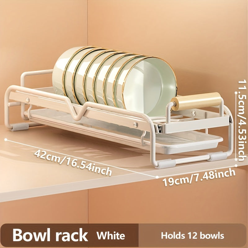 1pc Dish Rack, Countertop Single/double Layer Slide Out Dish Drying Rack, Large Capacity Durable Drawer Type Dish Storage Organizer, For Kitchen Countertop, Kitchen Organizers And Storage, Kitchen Accessories