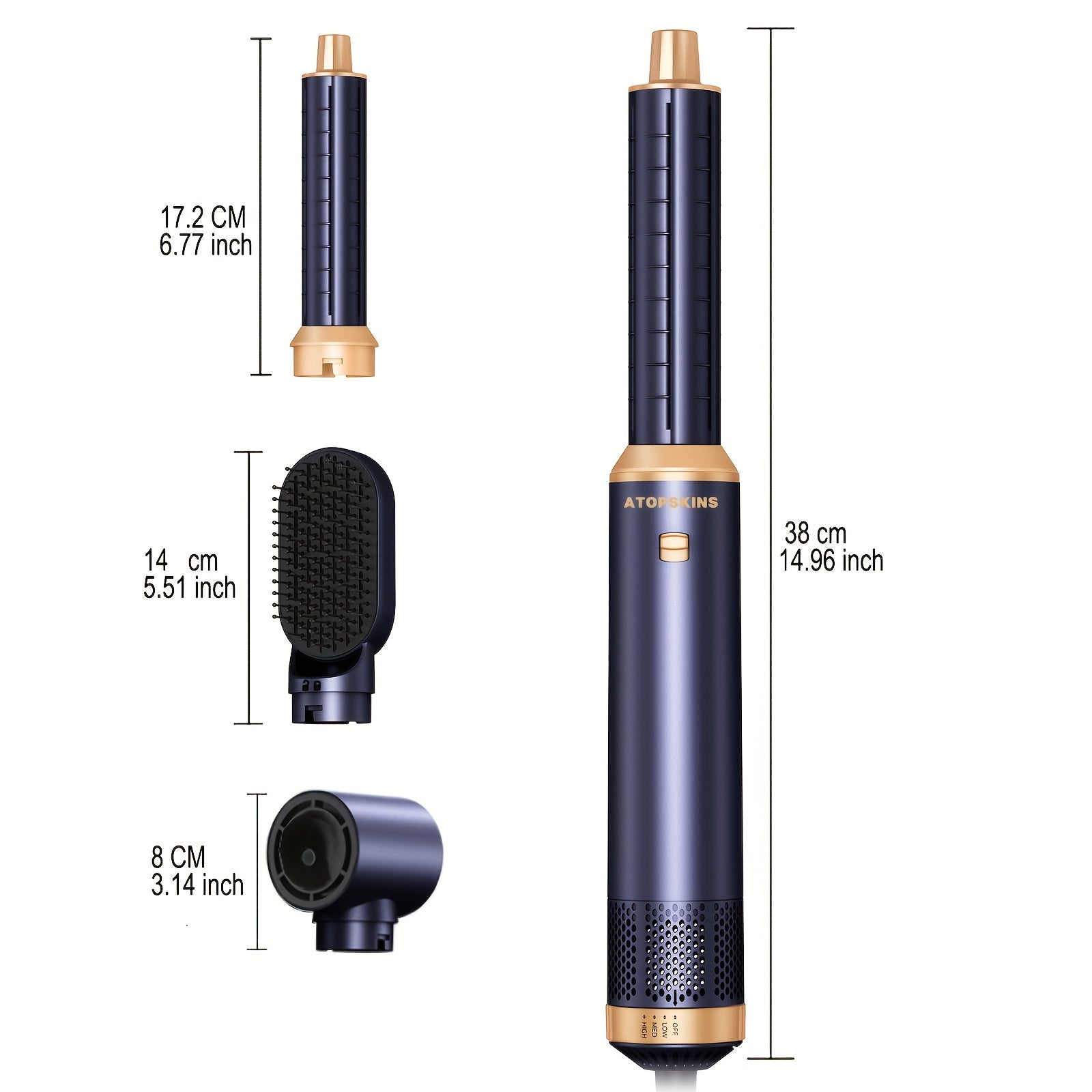 5in 1 Blow Dryer Brush, Upgrade Hair Dryer Brush Air Curler Air Curling Wrap Styler, Detachable Hot Air Brush Negative Ion Curling Brush Iron, Hair Styling Tools for Drying Curling Straightening