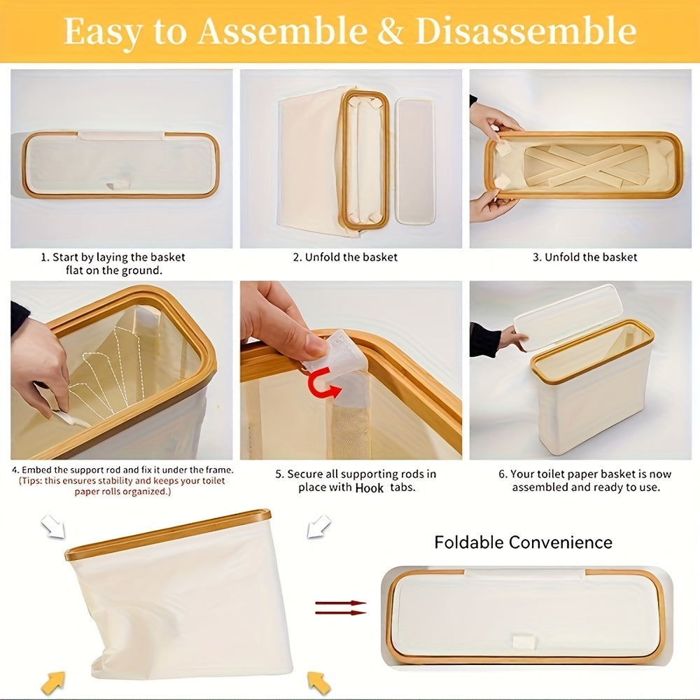 Toilet Paper Basket, Bamboo Toilet Paper Storage - Ultimate Bathroom Storage with Bamboo Lid, Large Toilet Paper Holder Can Hold 9 Rolls, Bathroom Toilet Paper Storage Cabinet, Toilet Paper Storage Containers