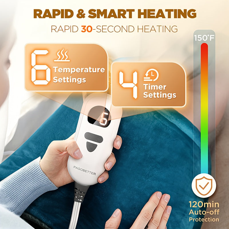 Graphene Heating Pad For Neck Shoulders Back, 3lb Weighted Electric Pad, Deep Heat With Precise Heating & Soft Flannel, 6 Heat Settings, 4 Timer Options, Auto Shut-Off, Machine Washable, 22"x18", Gifts For Women Men Mom Dad,