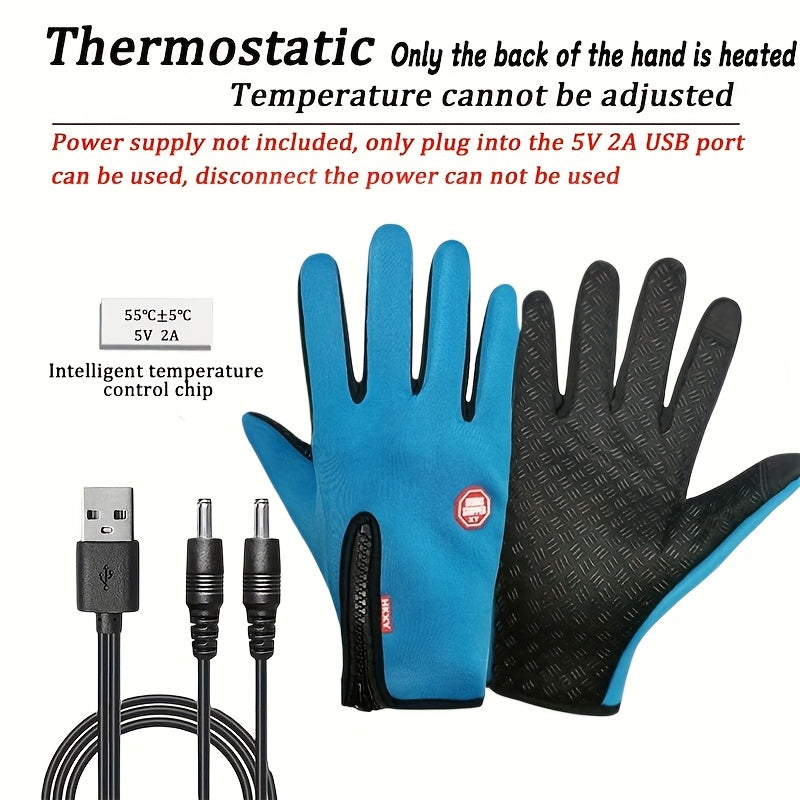 USB Heated Gloves, Heating The Back Of The Hand Has A Constant Temperature Function 5 Touchscreen-compatible, Hand Washable, Made Of Fabric, For Winter Warmth, Outdoor Cycling Gloves For Both Men And Women