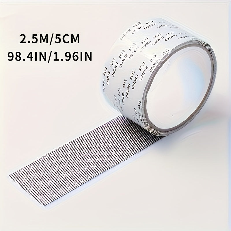 One Roll Window Barrier Repair Tape, Self-Adhesive Mesh Patch Set, Fiberglass Covering For Doors And Windows, Repair Holes And Tears, Mosquito Repellent, Home And Office Use, Length 2.5m/98.4in