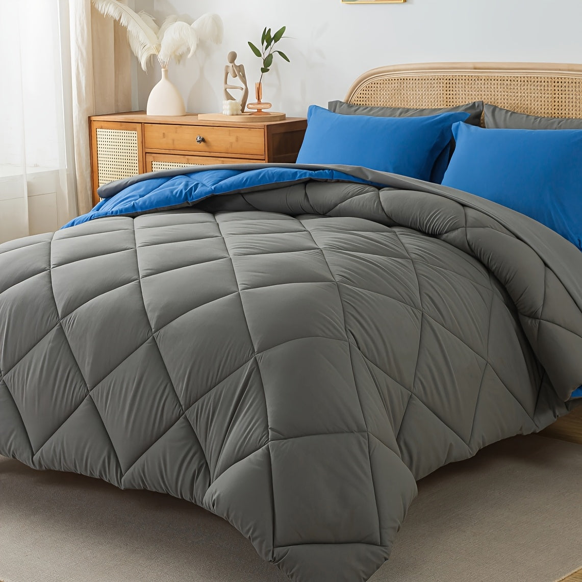 Cosybay 7pcs Luxurious Comforter Set-Breathable Comforter-Ultra-Soft Fluffy Fiber Filling, Warmth for All Seasons-Quilted Comforter, Flat Sheet, Fitted Sheet, Pillowcases, Pillow Shams, Bed In A Bag, Pumpkin Color Halloween C