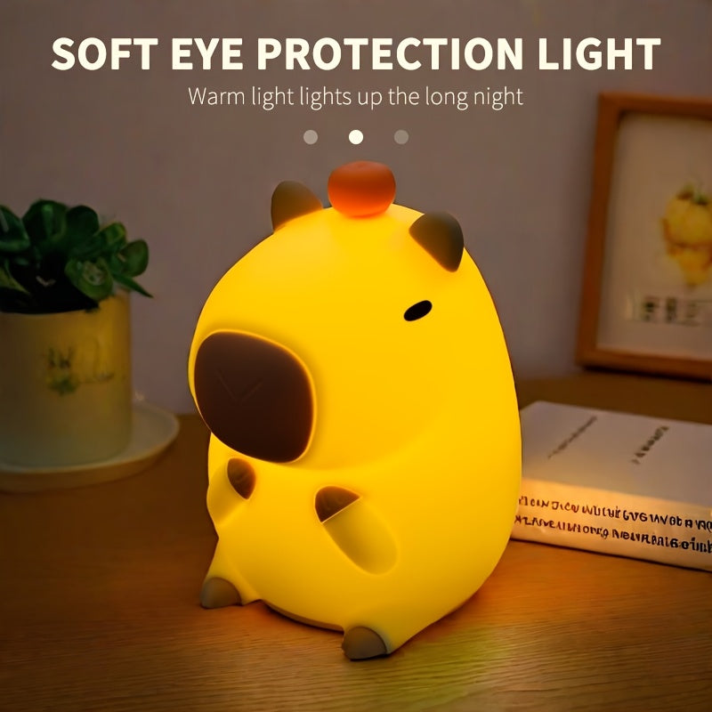 Modern Animal-Themed Capybara Night Light Lamp with Touch Control and Timer Function - USB Rechargeable 1200mAh Lithium Battery, Portable Plastic Shade, Ideal for Various Rooms, Perfect Gift (Pack of 1)
