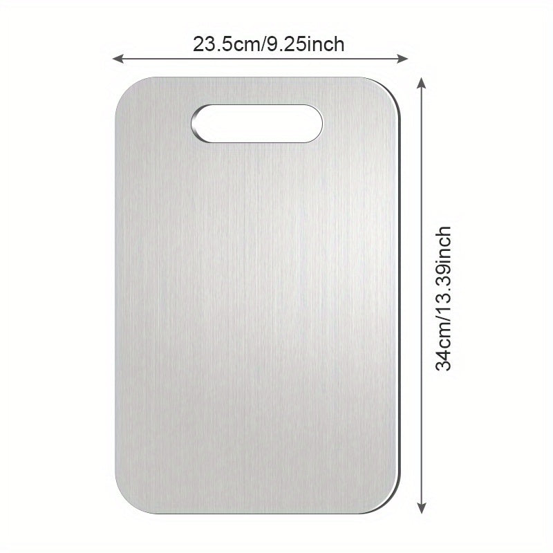 1pc Heavy-Duty Titanium Steel Cutting Board - Double-Sided Food-Grade Stainless Steel with Smooth Surface, Non-Porous Design for Kitchen & Dining Use, Scratch & Heat-Resistant, Durable Cutting Mat | Modern Kitchenware | Highq