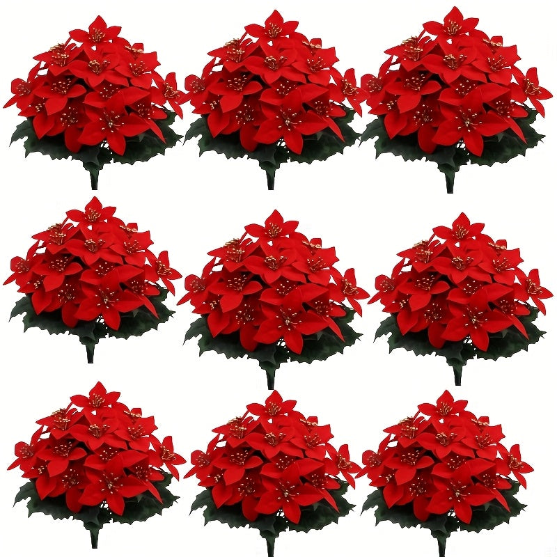 28 Artificial Red Poinsettia Flowers, Perfect for Christmas Home Decor, Table Centerpieces, Wedding Decoration, Christmas Tree, Exhibition, Winter Display