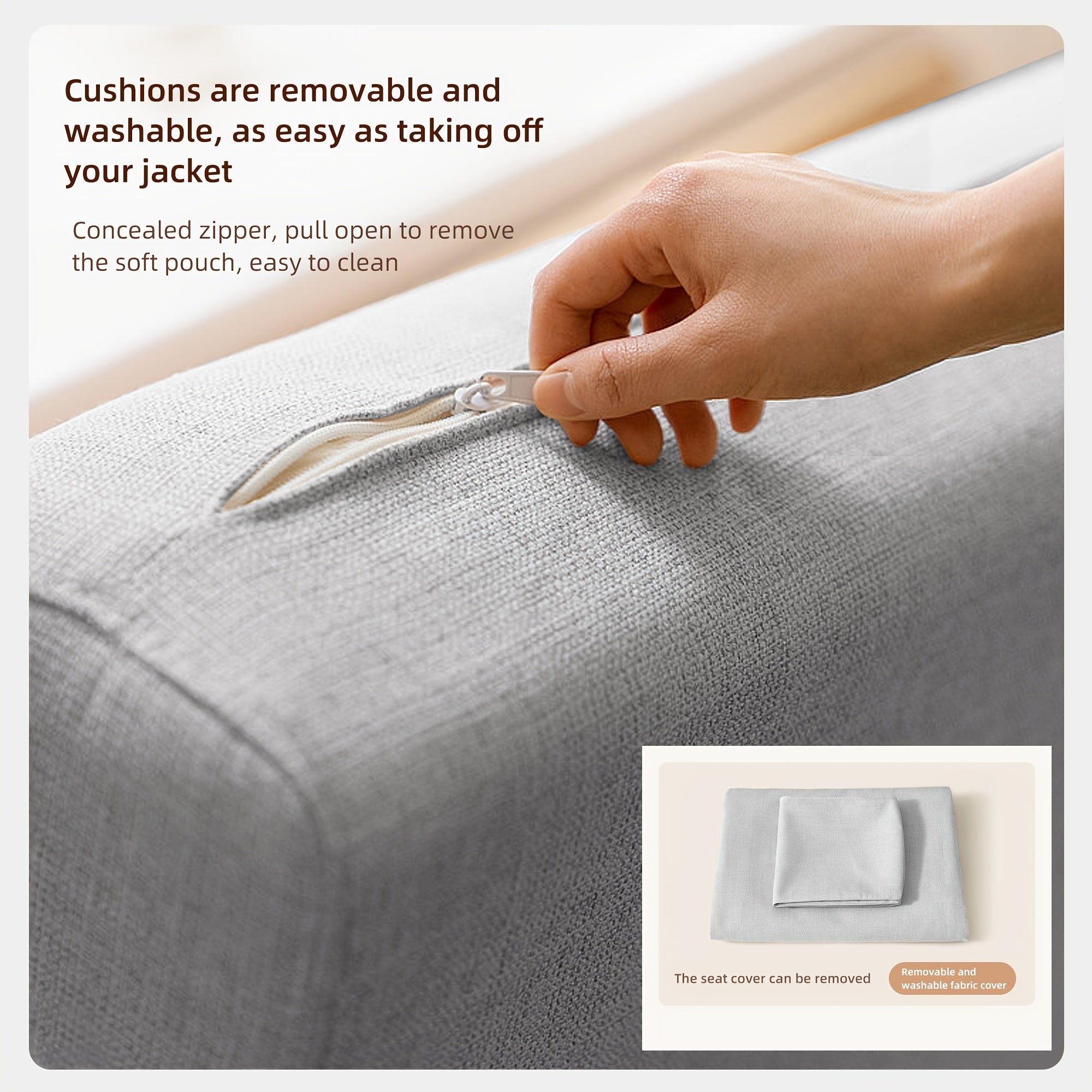 3-in-1 Multifunctional Sofa Bed with Wooden Storage Cabinet, Retractable Double Sofa Bed for Home Use, Space-Saving for Small Apartments, Straight-Line Light Grey Linen Fabric Cushioned Sofa Bed, Suitable for Living Room Or B