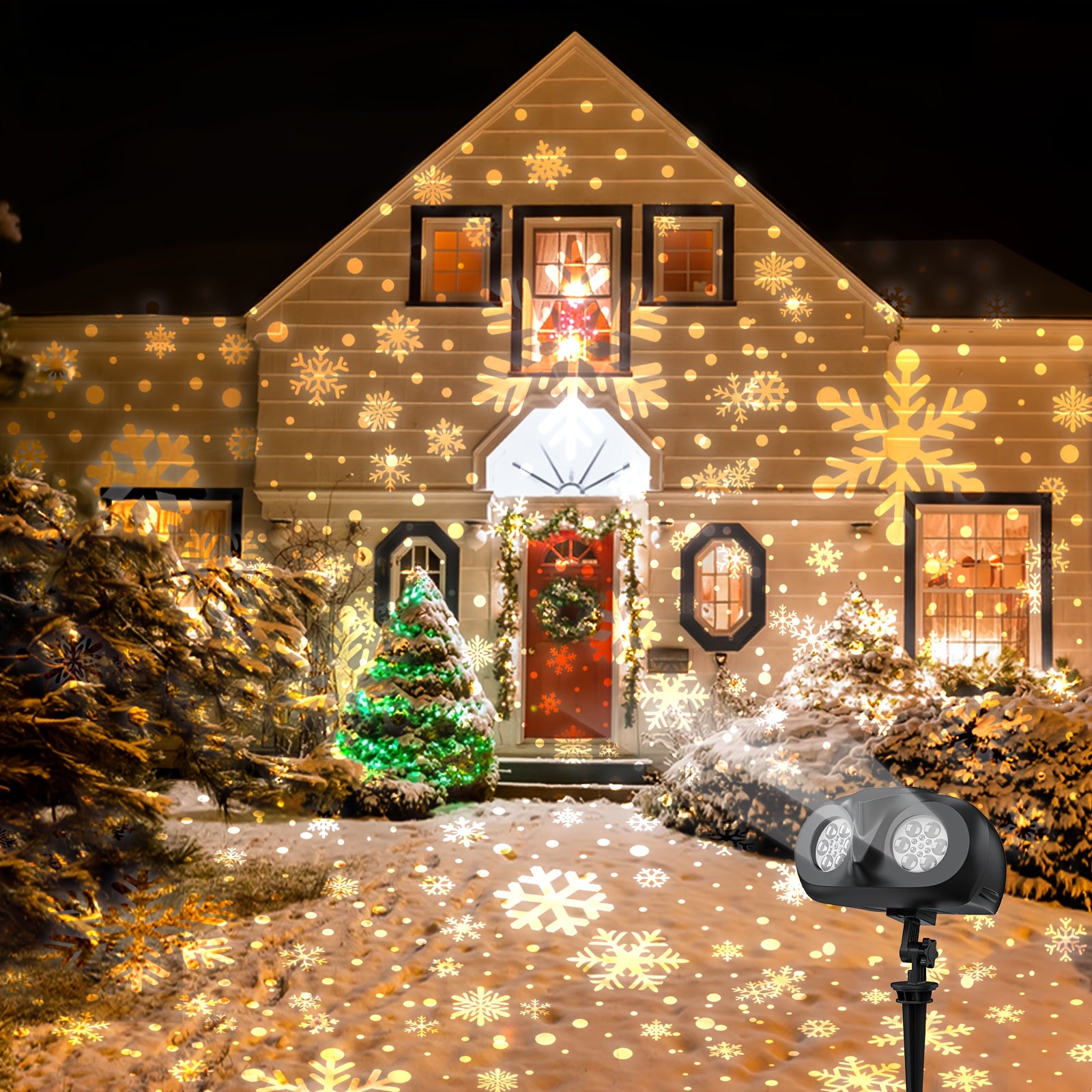 Upgraded Dual-Head Outdoor Snowflake Projector Light, 180 Rotation, Large Scale Projection, Waterproof IP45, Christmas Light Porjector for Outdoor Christmas Decor | Christmas Projection Light |christmas Decorations | Christma
