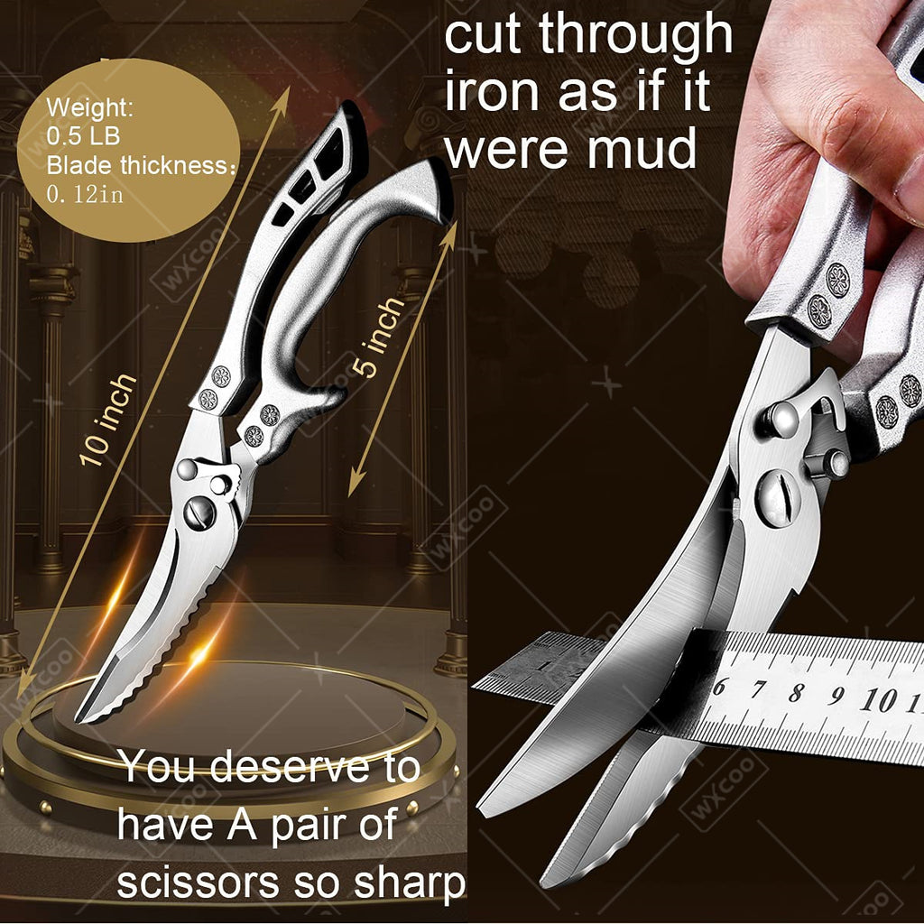 8pcs Stainless Steel Professional Kitchen Chef Knife Set - Handmade Forged Ultra-Sharp Utility Knife, Boning Knife, Cutting Knife, Fish Knife, Butcher Knife, Kitchen Scissors, Bone Scissors for Kitchen Convenience Boning Duck