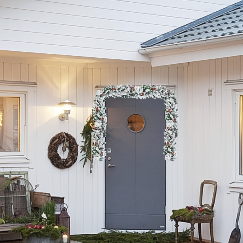 [Classic Christmas Garland] Classic Style 9-Foot Artificial Christmas Garland with Fake Pine Cones And Red Berries - Fireproof PVC Holiday Swag for Indoor, Universal Winter Decorations - No Feathers (1 Pack), Halloween