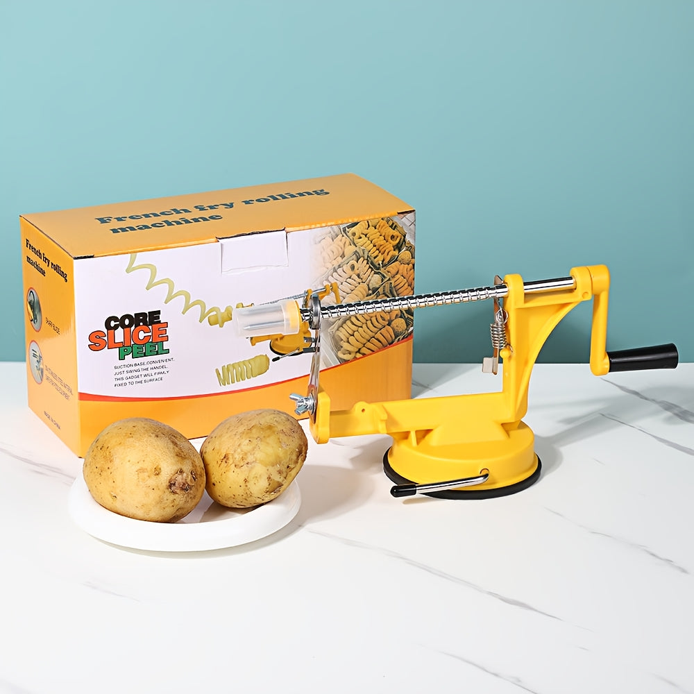 3-in-1 Fruit, Potato Peeler and Slicer, Multi-Function Manual Peeler, Suitable for Apples, Potatoes, and Bananas, Kitchen Gadget, Potato Fries Roller, Manual Peeler and Core Remover, Slicer, Multi-functional Potato Peeler, Ho