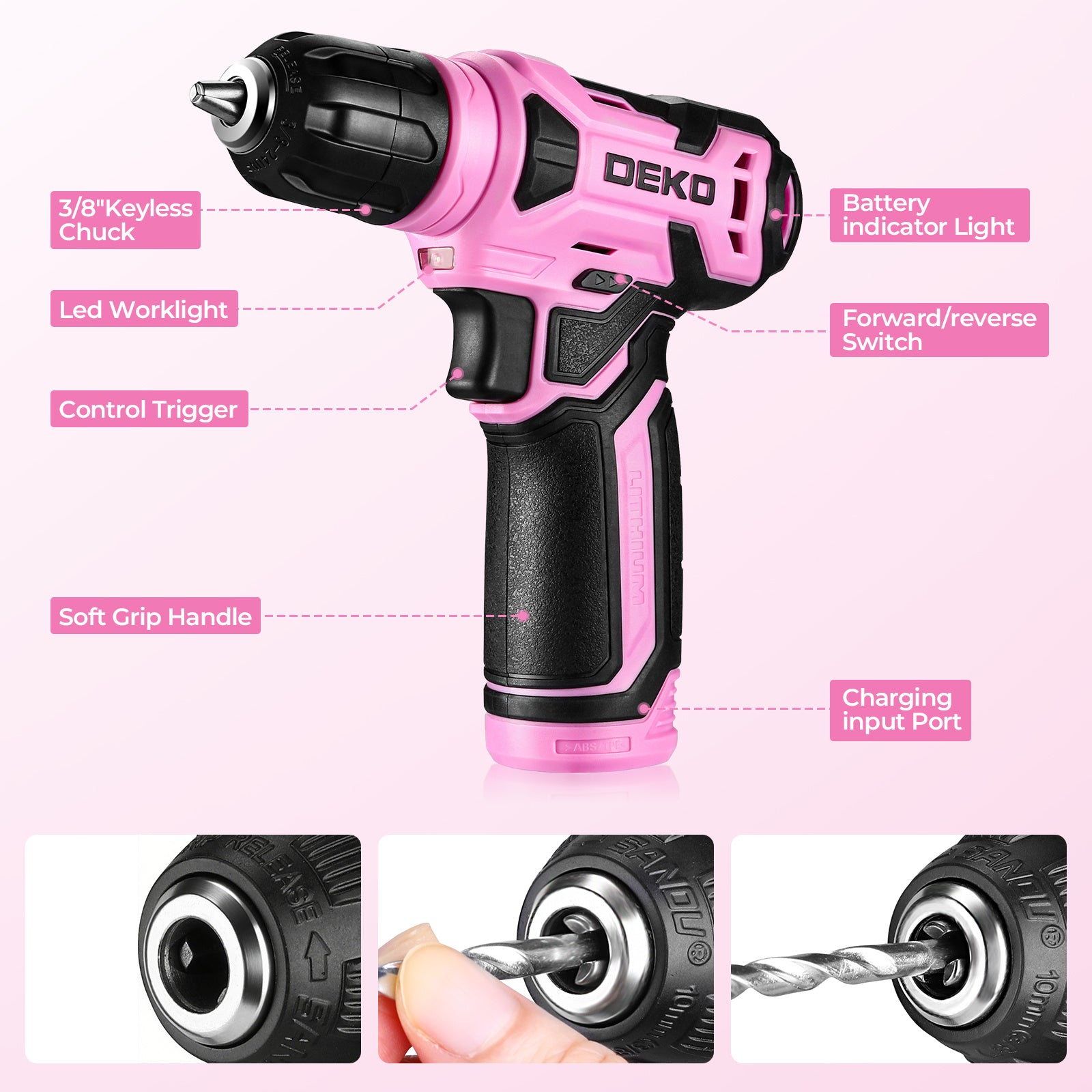 119PCS Power Tool Box Set With 8V Cordless Drill / Driver | Tape Measure | Wrench | Screwdriver and Utility Knife, All in One Hand Tools kit | Household Tool Set for Garden | DIY | Fall Home Decor | Outdoor Repairs | Summer C