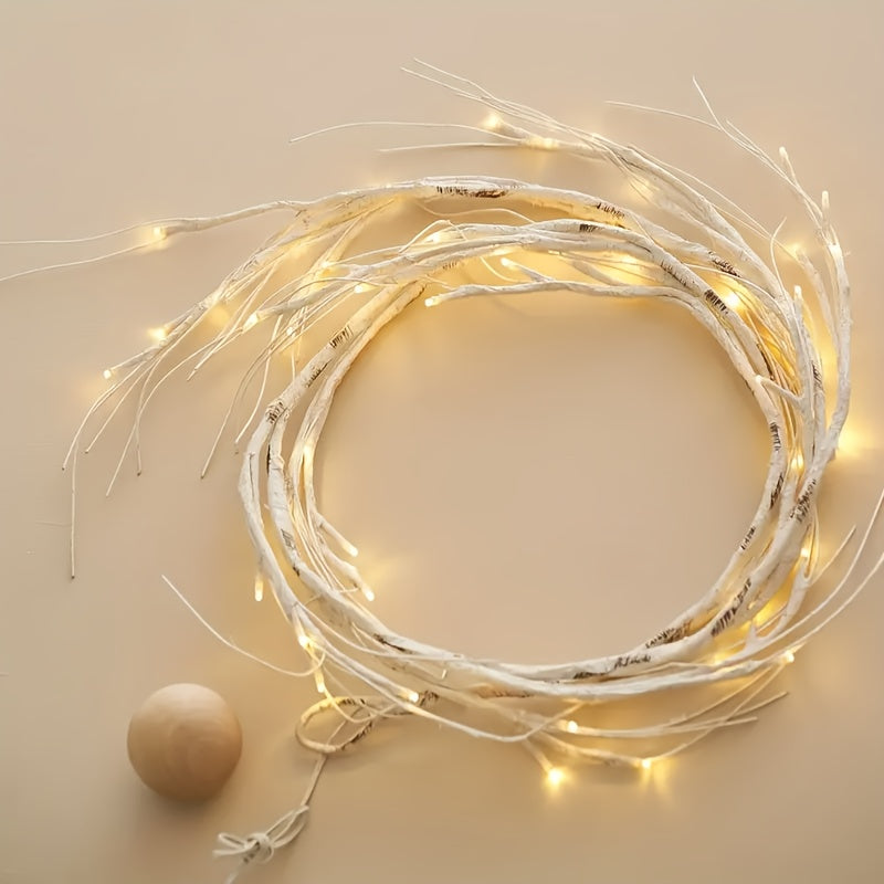 [Fairy Lights, Willow Light] 48 LED Willow Light Faux Branch Vine Lights | 6ft Battery Operated with Timer, Fairy Lights for Christmas Fireplace Mantel Table Decor Indoor Outdoor Use Room Decor