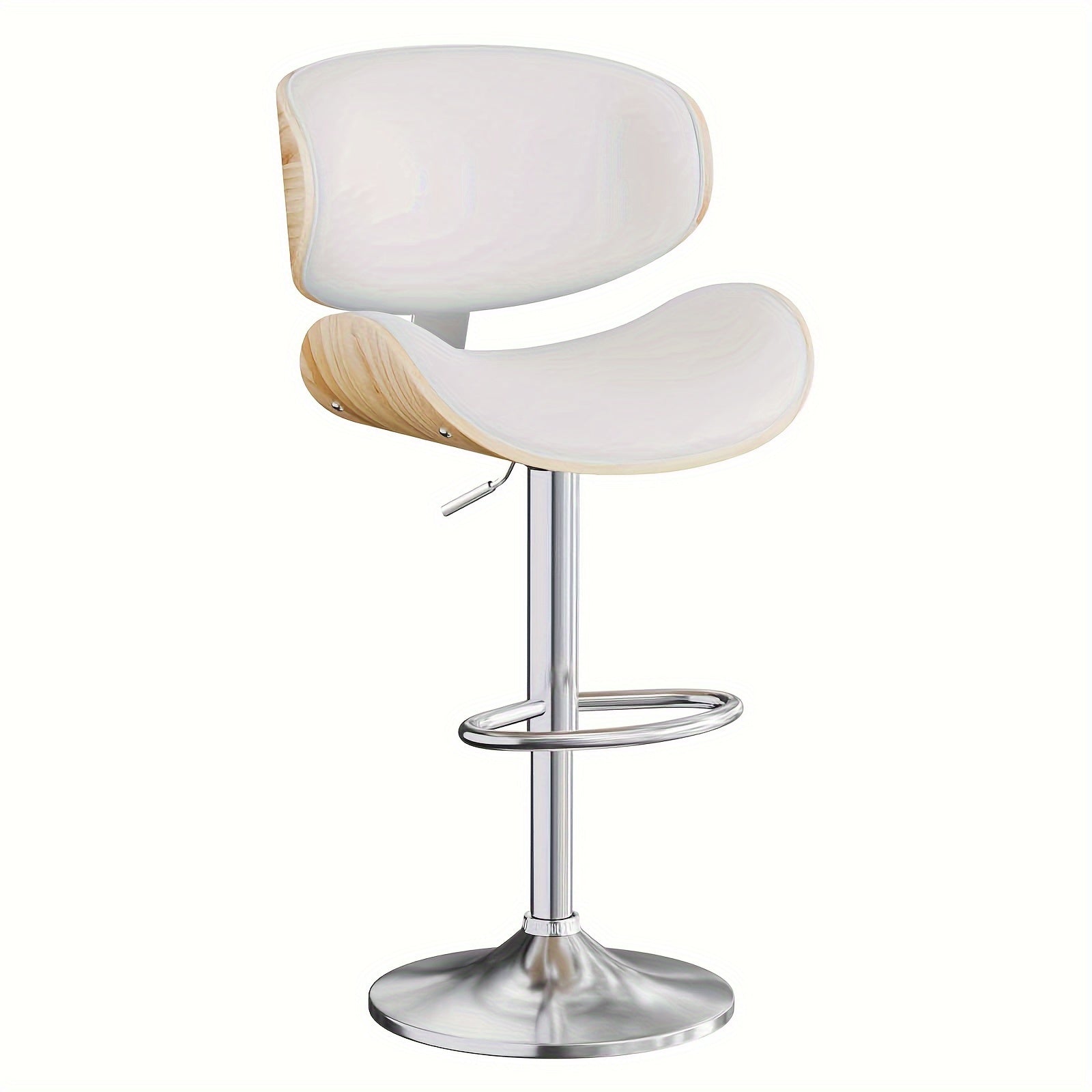 Bar Stools, Swivel Adjustable Height Barstools, PU Leather Upholstered Bar Chairs With Footrest, Bentwood Bar Stool For Kitchen, Bar, Dining Room