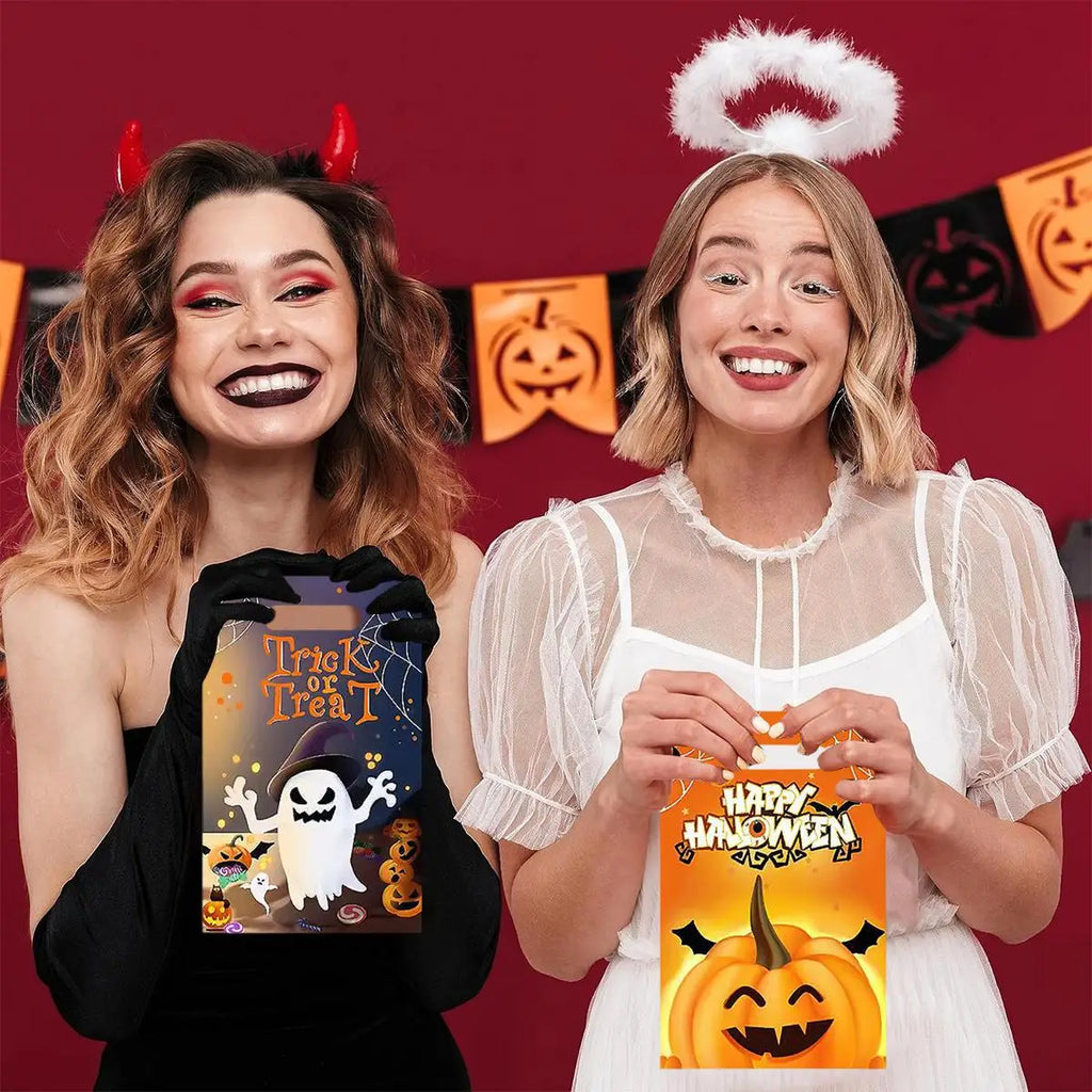 Spooky Treats 50 Halloween Candy Bags - Assorted Candy in Clear Containers