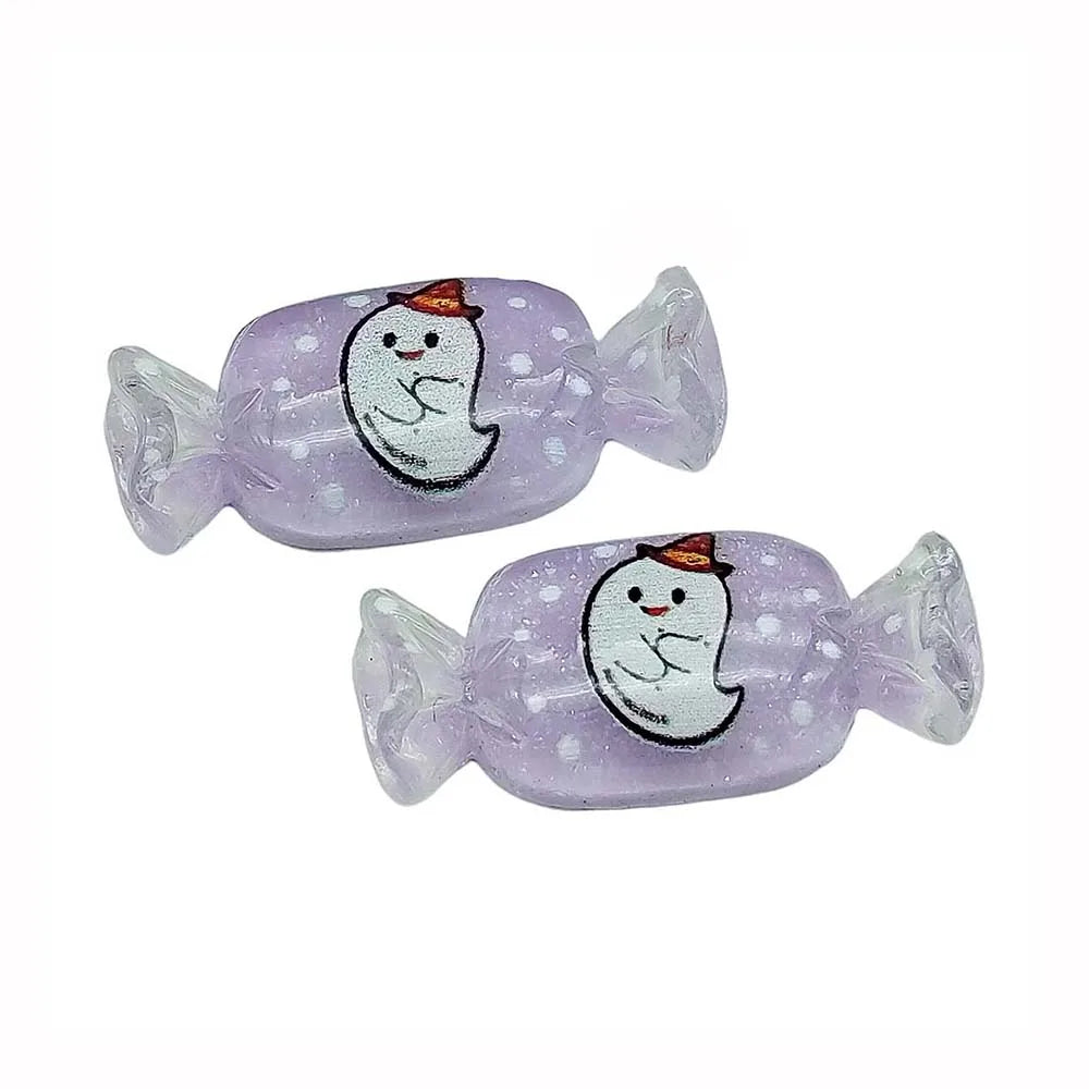 Cute 100Pcs Resin Simulation Halloween Candy Cabochon Flatbacks Scrapbook Phone Case Decoration DIY Hair Bows Center Accessories