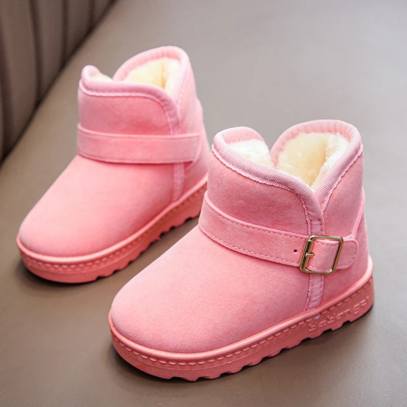 Children Snow Boots Winter Cute Warm Fashion Anti Slip Shoes Kids Boys Girls Leisure Thick Fur Platform Flat Short Boot Sneakers