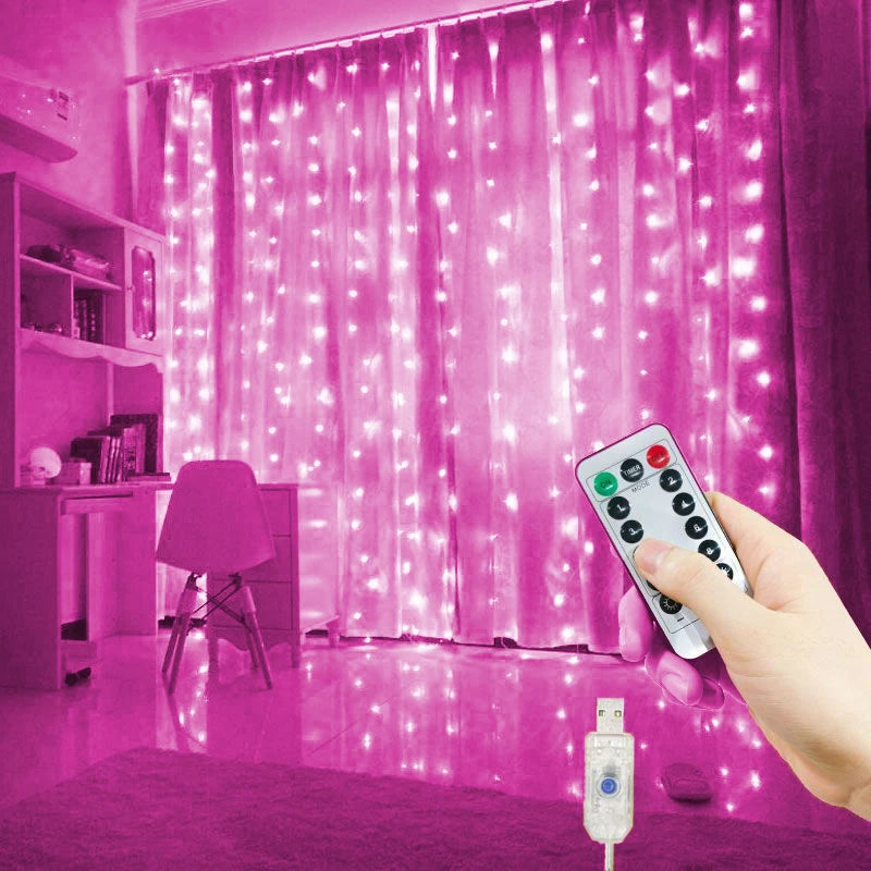 6x3M/3x3m Curtain Garland on The Window USB Power Fairy Lights Festoon with Remote New Year Garland Led Lights Christmas Decor