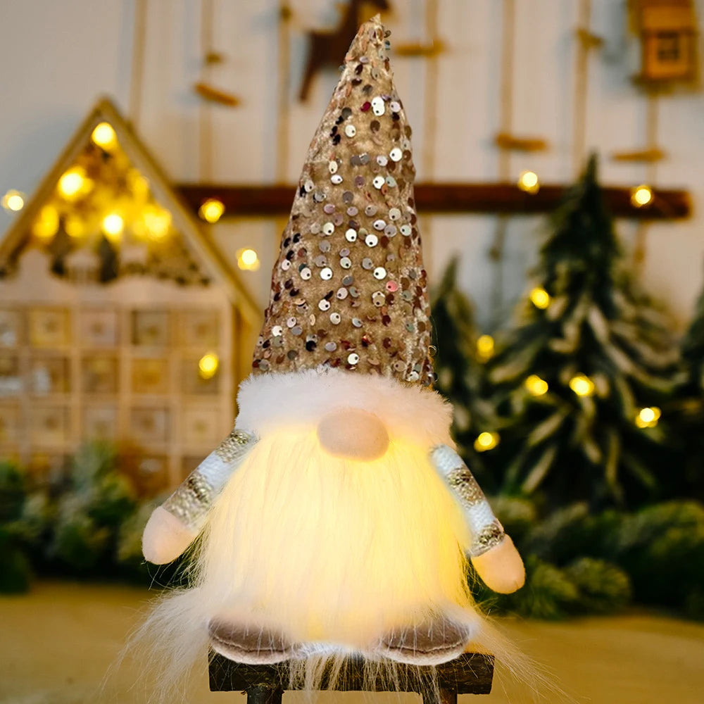Glowing Gnome Christmas Faceless Doll 30cm Tree Decorations 2025 Night Light Xmas Gift Navidad 2023 New Year Home Decor