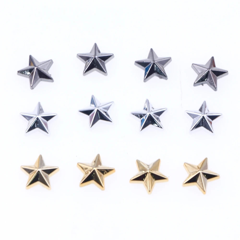 100Pcs Gold Silver Gun Black Shiny Metallic Flatbacks Star Christmas Embellishments Scrapbook Cardmake Shoes Bag Garment Accesso