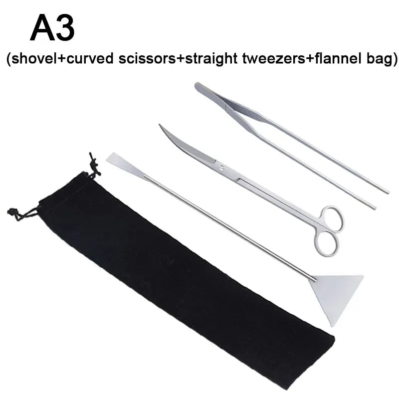 Aquarium Tools Set Scissor Tweezers Plants Wave Scissors Grass Stainless Cleaning Tools Fish Tank Shovels Aquarium Accessories