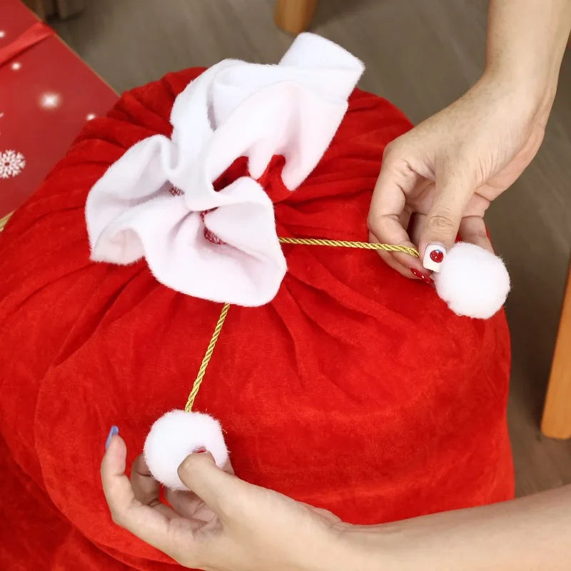 Christmas Santa Claus Bags Red Velvet Claus Bags Large Christmas Gift Sack with Drawstring for Xmas Present Toy Party Decoration