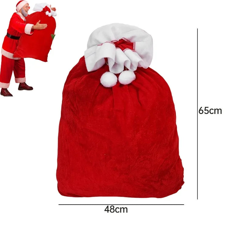 Christmas Santa Claus Bags Red Velvet Claus Bags Large Christmas Gift Sack with Drawstring for Xmas Present Toy Party Decoration