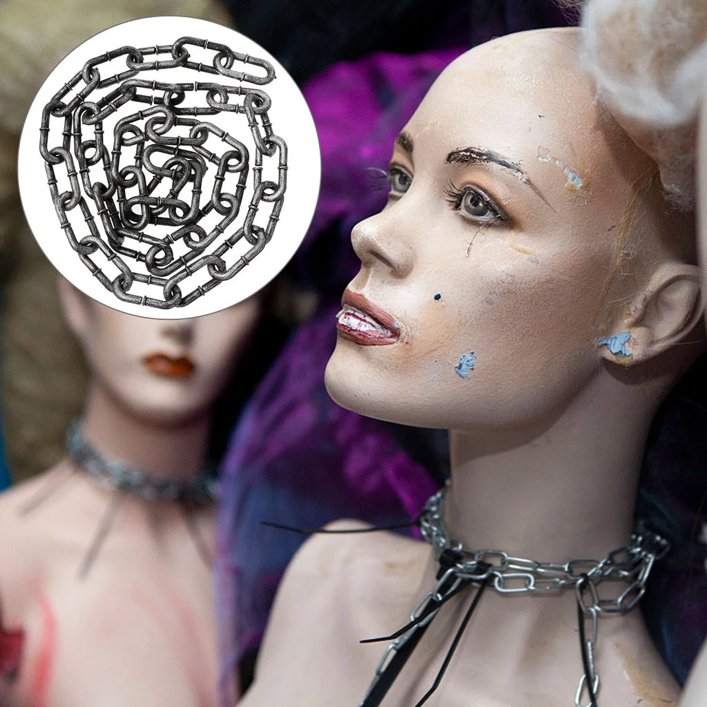 Halloween Simulation Iron Chain Prop Decorate Chain for Halloween Party Men Women Fashion Jewelry Necklace Basic Punk Style deco