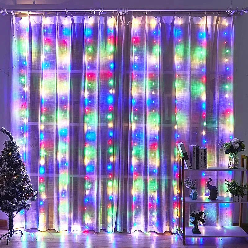 6x3M/3x3m Curtain Garland on The Window USB Power Fairy Lights Festoon with Remote New Year Garland Led Lights Christmas Decor