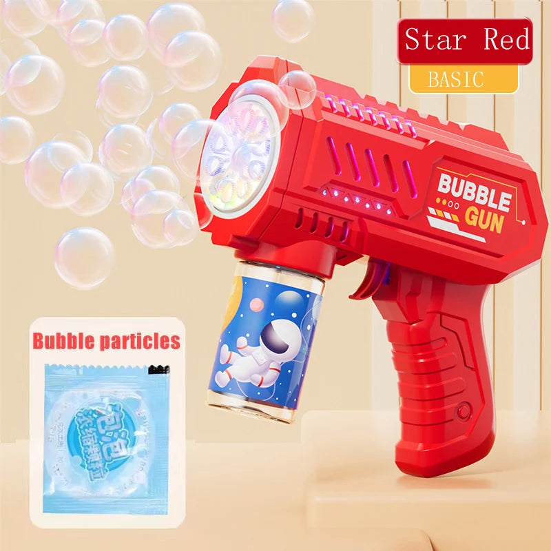 Fully Automatic Bubble Gun Rocket Bubbles Machine Automatic Blower with Bubble Liquid Toy for Kids Beach Outdoor Bubble Gifts