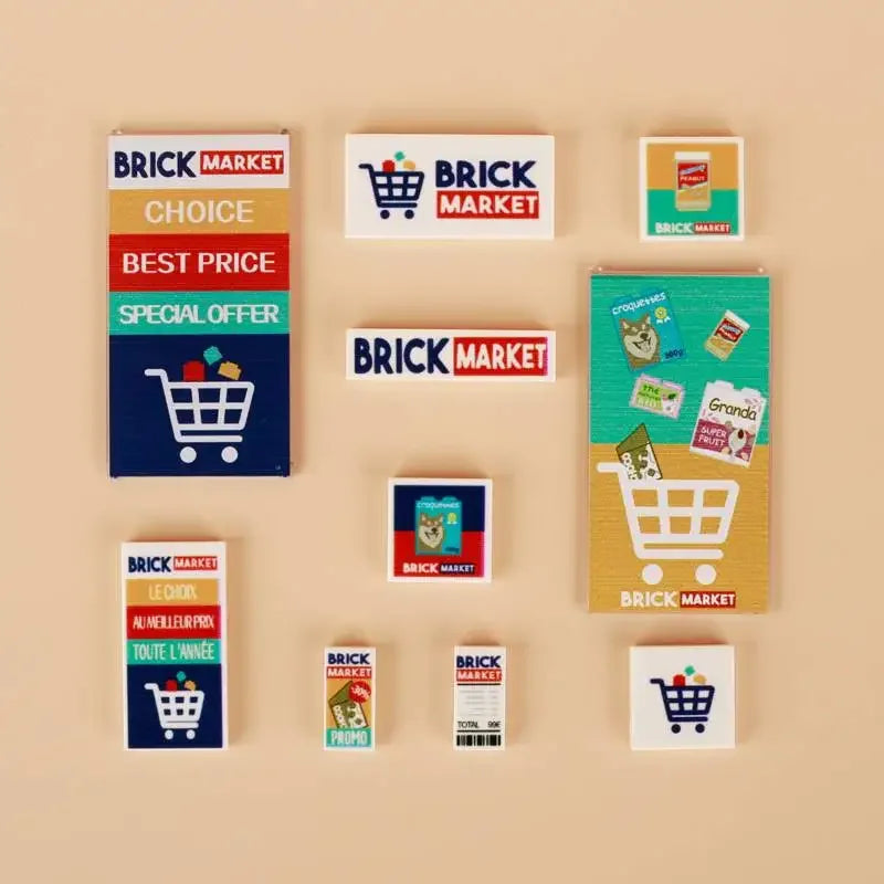 Building Blocks Printed Bricks Seafood Vegetables Ice Cream Express Package Computer Controller Christmas Halloween Gifts MOC