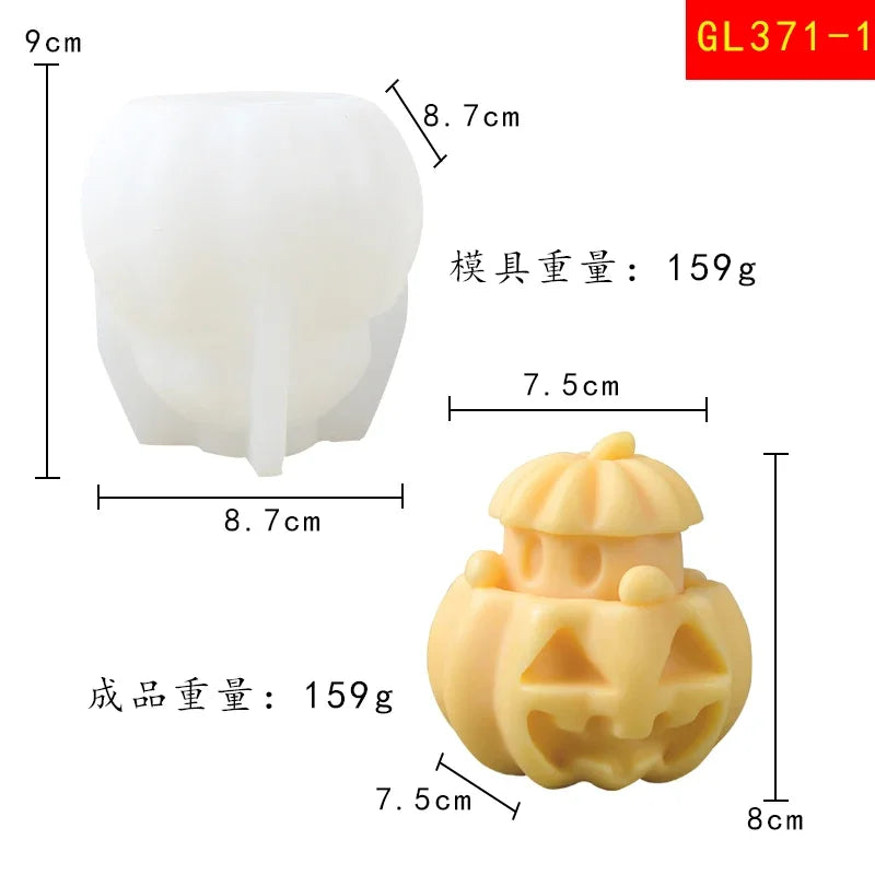 DIY Ghost Pumpkin Skull Candle Silicone Mold 3D Skull Pumpkin Doll Crafts Plaster Resin Concrete Soap Candle Mold Halloween Gift