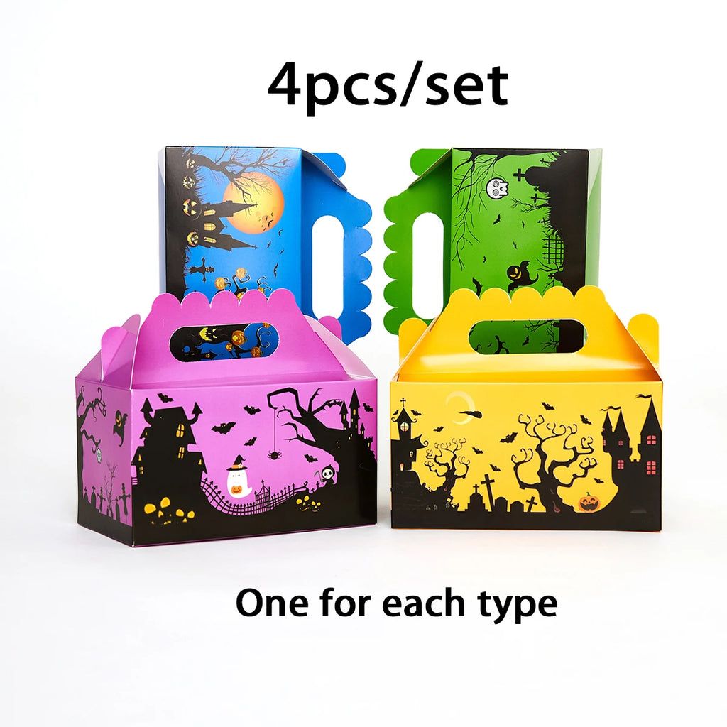 4/24 pcs Halloween hand-held cake box gift packaging box, party baking packaging supplies, holiday supplies