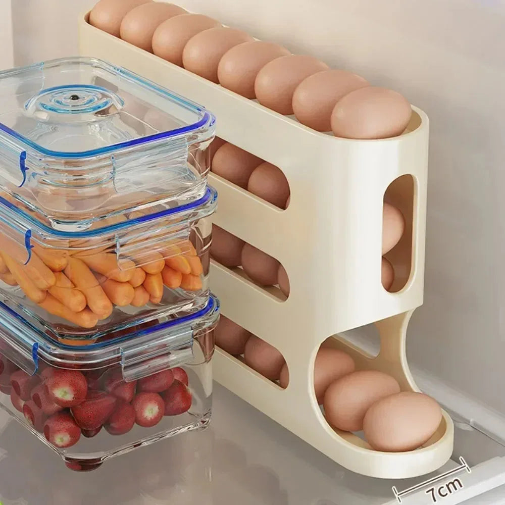 Multi-Tier High-Capacity Automatic Slide-Down Egg Holder Refrigerator Side Egg Storage Tray Kitchen Egg Storage Tray