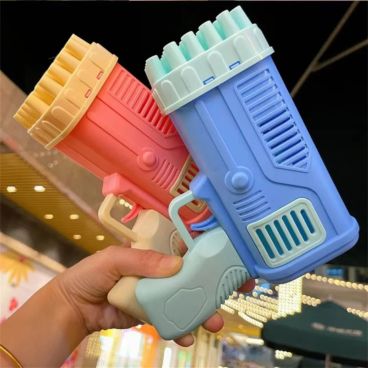 32 holes bubble gun toy  electric bubble machine rocket launcher shaped porous bubble machine without bubble water and battery