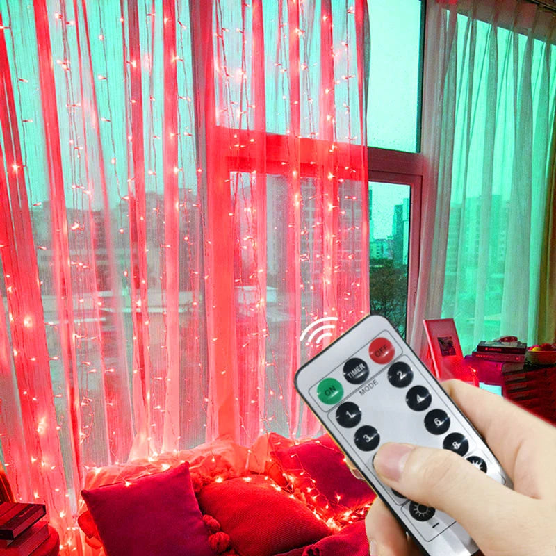 6x3M/3x3m Curtain Garland on The Window USB Power Fairy Lights Festoon with Remote New Year Garland Led Lights Christmas Decor