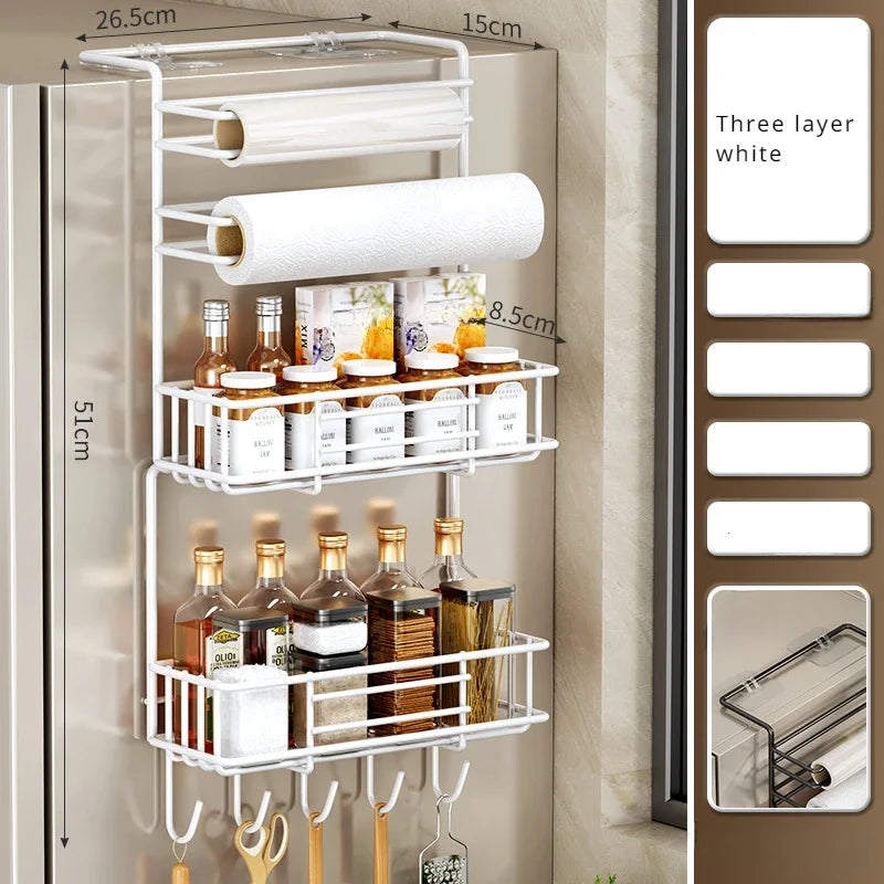 Kitchen Refrigerator Side Shelf Space Saving Spice Storage Rack Kitchen Fridge Shelf Rack Refrigerator Kitchen Organizer Shelf